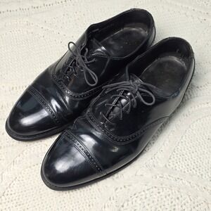 VTG Hanover‎ Shell Cordovan Dress Shoes Mens 9.5 E/C Black Wingtip USA